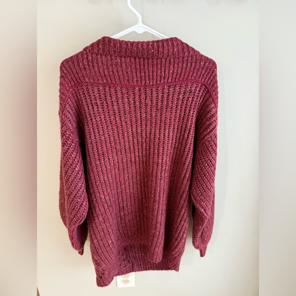 Free People New Dream Spillover Sweater - Wine Red - Size Small - NWT - Picture 12 of 16